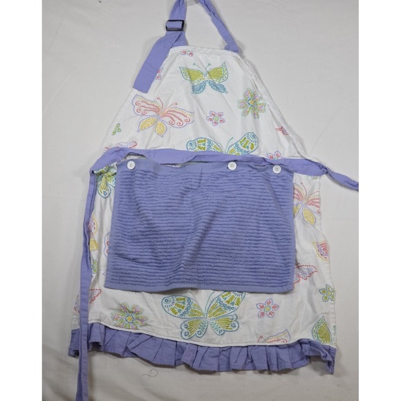 Temptations Other - Temp-tations‎ Apron Purple Butterfly Floral Full Length Removable Towe